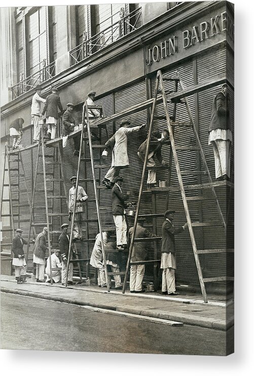 Photography Acrylic Print featuring the photograph Group Of Painters On Ladders by Digital Vision.