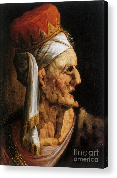 Headwear Acrylic Print featuring the drawing Herod, 17th Century. Artist Anon by Print Collector