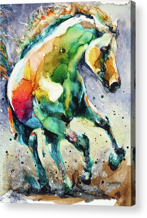 Horse Of Another Color Acrylic Print featuring the painting Horse Of Another Color by Art By Leslie Franklin