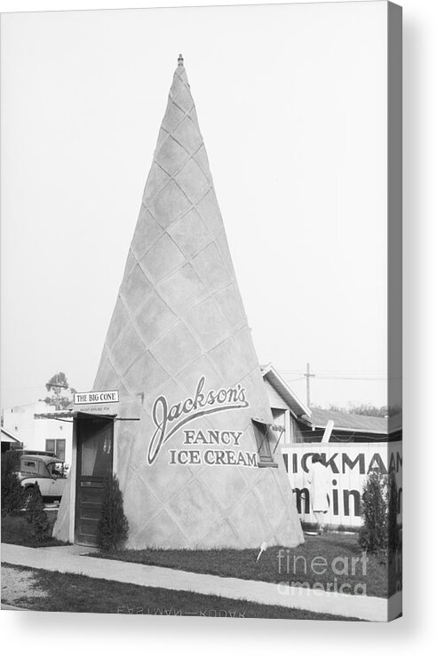 Built Structure Acrylic Print featuring the photograph Ice Cream Cone Building As Restaurant by Bettmann