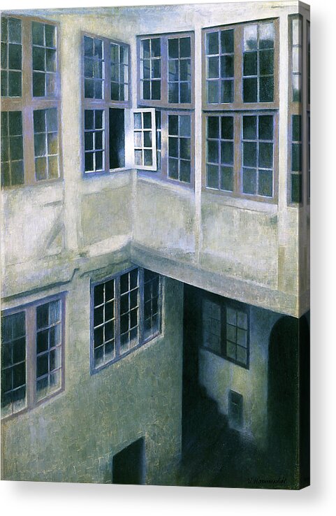 Vilhelm Hammershoi Acrylic Print featuring the painting Interior of Courtyard, Strandgade 30 - Digital Remastered Edition by Vilhelm Hammershoi