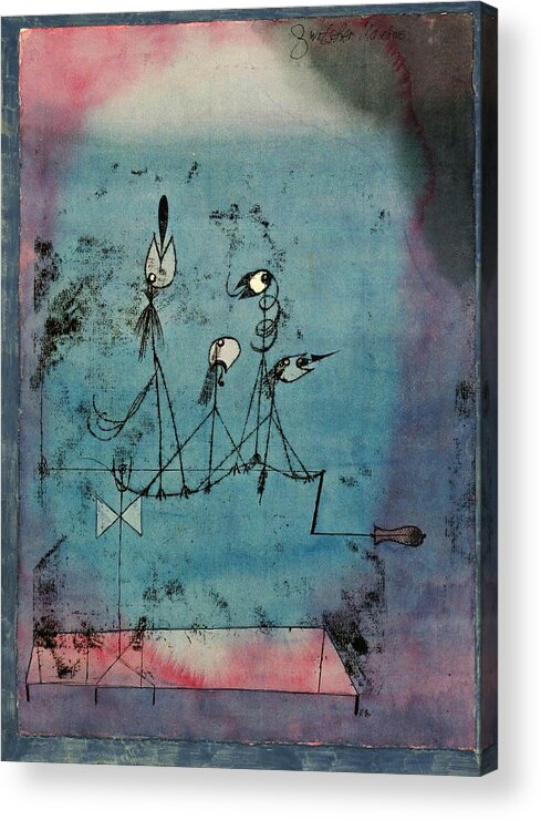 B1019 Acrylic Print featuring the painting Twittering Machine by Paul Klee