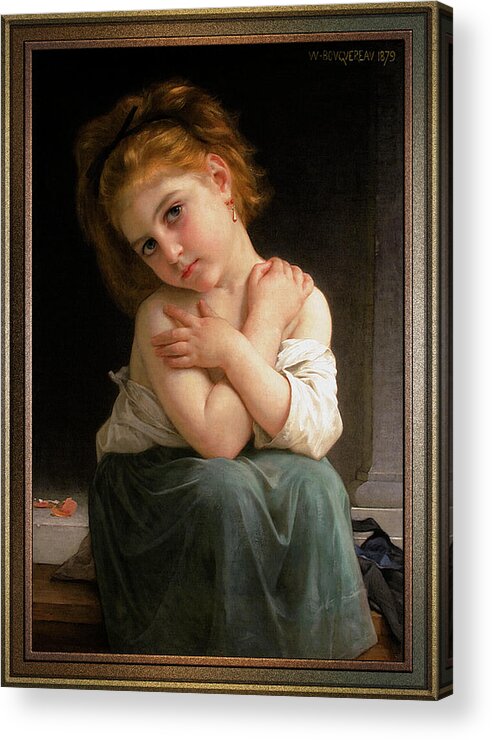 La Frileuse Acrylic Print featuring the painting La Frileuse by William-Adolphe Bouguereau Old Masters Reproductions by Rolando Burbon