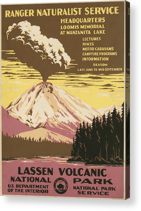 Volcano Acrylic Print featuring the painting Lassen Volcanic National Park by Don Chester Powell
