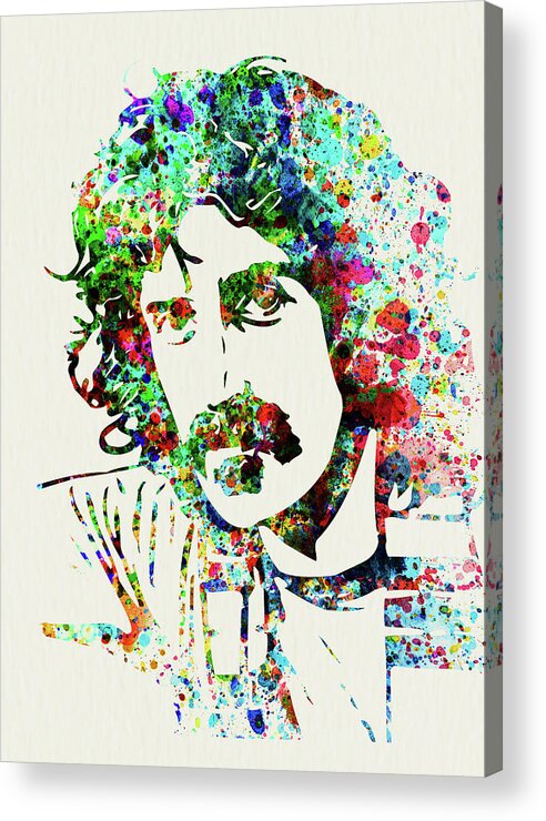 Frank Zappa Acrylic Print featuring the mixed media Legendary Frank Zappa Watercolor by Naxart Studio