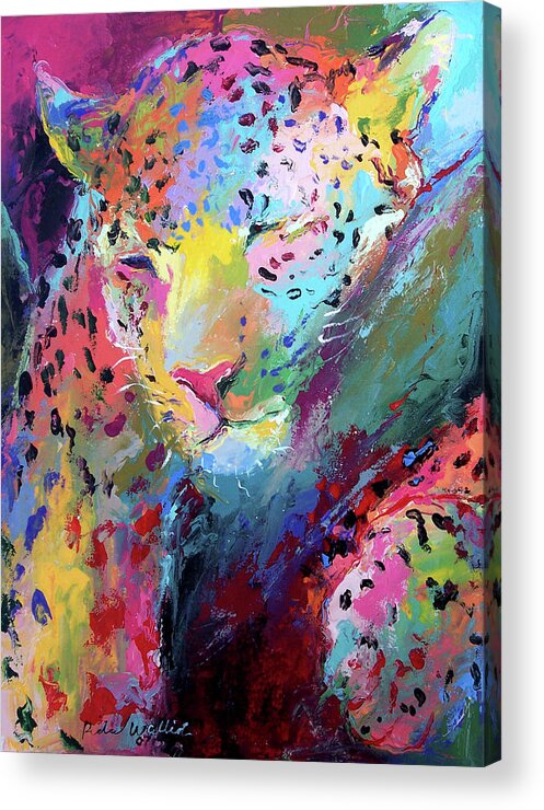 Leopard Acrylic Print featuring the painting Leopard 3 by Richard Wallich