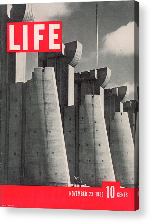 Fort Peck Dam Acrylic Print featuring the photograph LIFE Cover: November 23, 1936 by Margaret Bourke-white