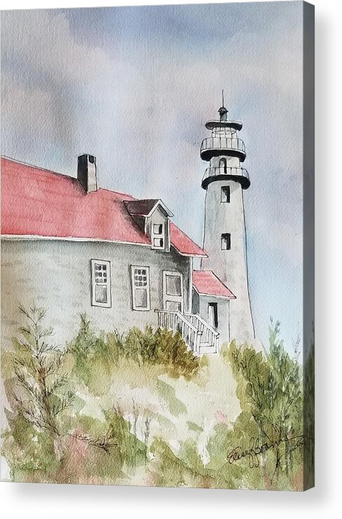 Light House Acrylic Print featuring the painting Light House on the Beach by Elise Boam