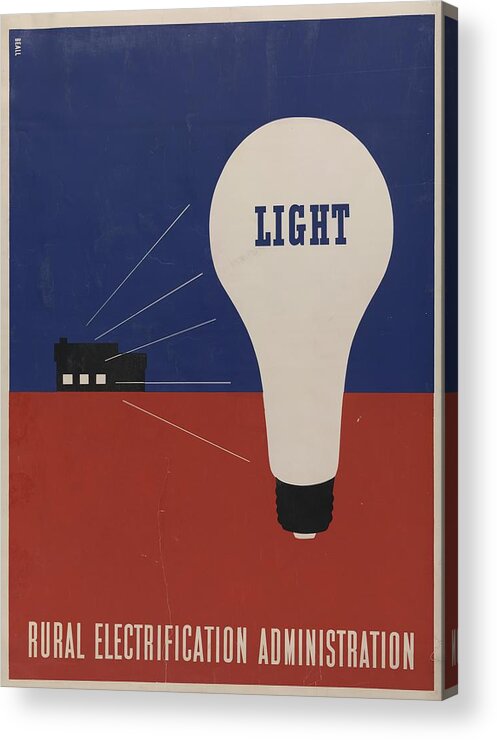 Electricity Acrylic Print featuring the painting Light Rural Electrification Administration by Lester Beall