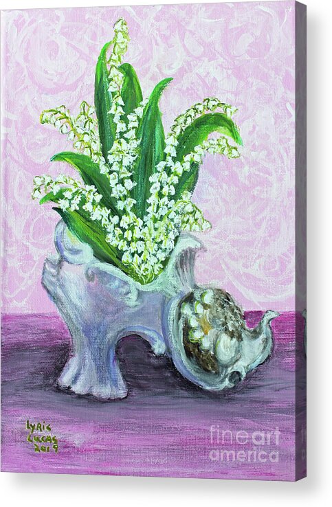 Still Life Acrylic Print featuring the painting Lilies or the Valley for Cinderella by Lyric Lucas