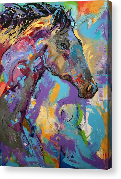 Laurie Pace Horse Acrylic Print featuring the painting Loner by Laurie Pace