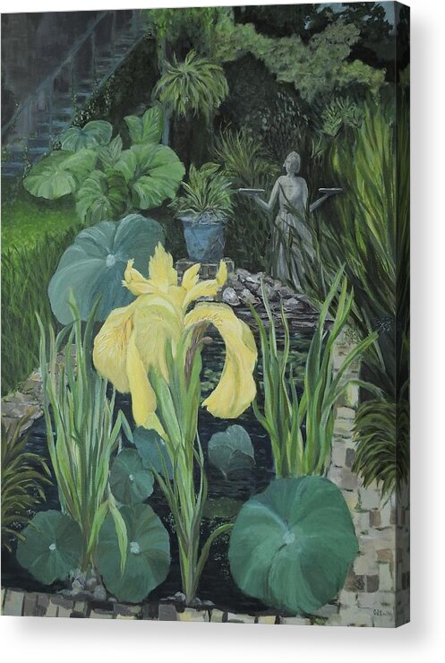 Art Acrylic Print featuring the painting Lowcountry Pond Garden by Deborah Smith