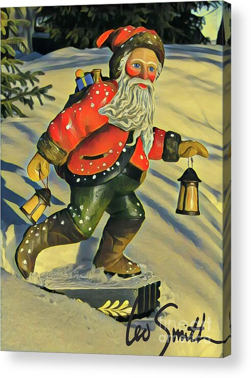 Santa Acrylic Print featuring the painting Luminous Santa by Leo and Marilyn Smith