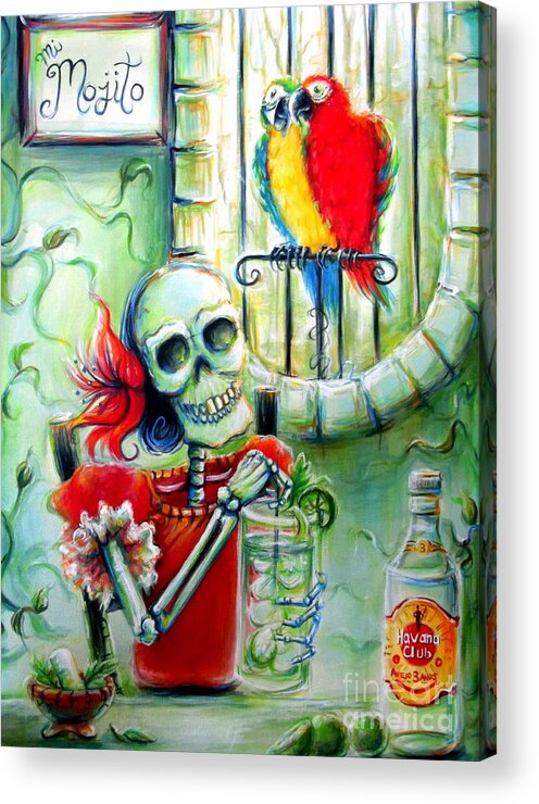 Day Of The Dead Acrylic Print featuring the painting Mi Mojito by Heather Calderon