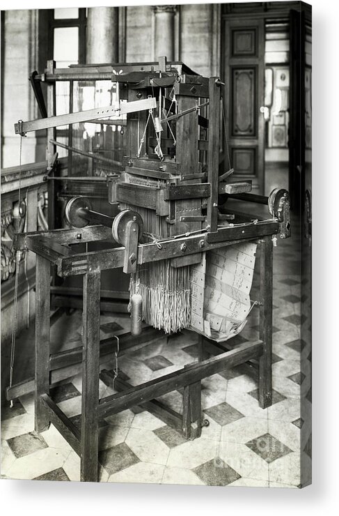Jacquard Acrylic Print featuring the photograph Model Of Loom Using Punchcards by Bettmann