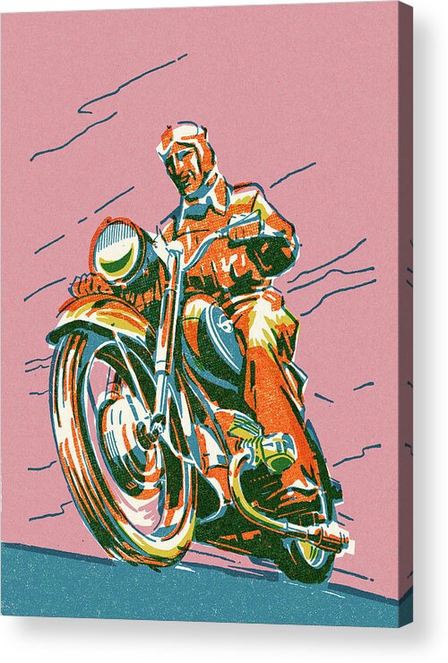 Adult Acrylic Print featuring the drawing Motorcyclist by CSA Images