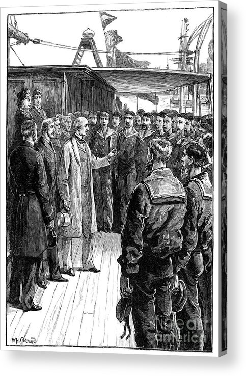 Engraving Acrylic Print featuring the drawing Mr Gladstone Addressing The Officers by Print Collector
