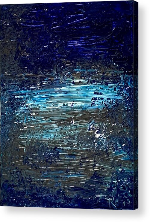 Abstract Painting Acrylic Print featuring the painting Night Skies by Raji Musinipally