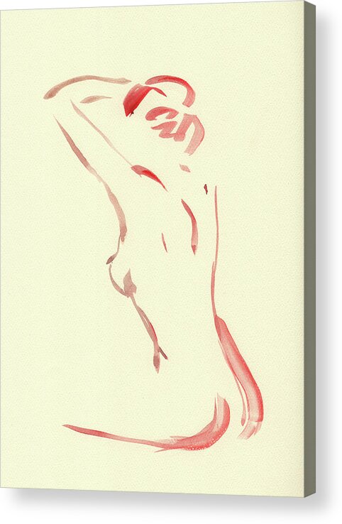 Nude Acrylic Print featuring the painting Nude Model Gesture XLII by Irina Sztukowski