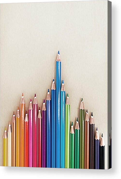In A Row Acrylic Print featuring the photograph Odd Thing Out Pens by Holloway