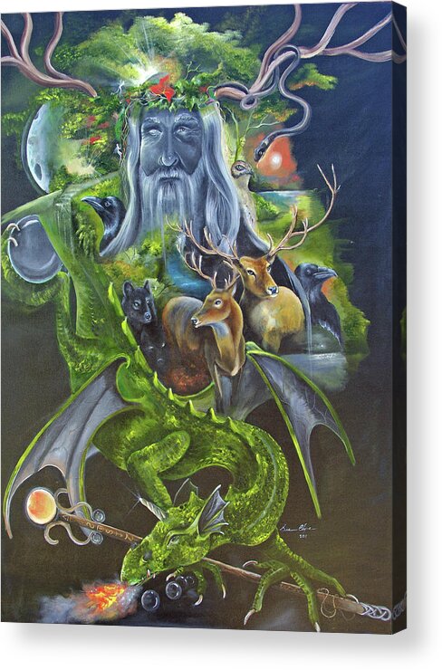 Odin Acrylic Print featuring the painting Odin by Sue Clyne