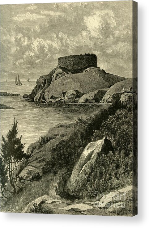 Engraving Acrylic Print featuring the drawing Old Fort Dumpling by Print Collector