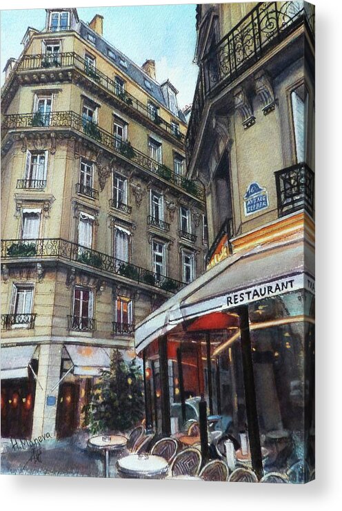 Paris Acrylic Print featuring the painting On Avenue Kleber, Paris by Henrieta Maneva