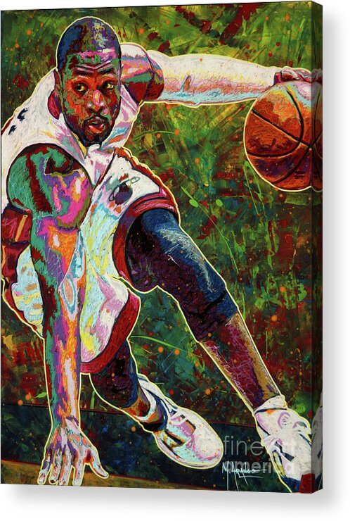 Dwyane Wade Acrylic Print featuring the painting One Last Dance by Maria Arango