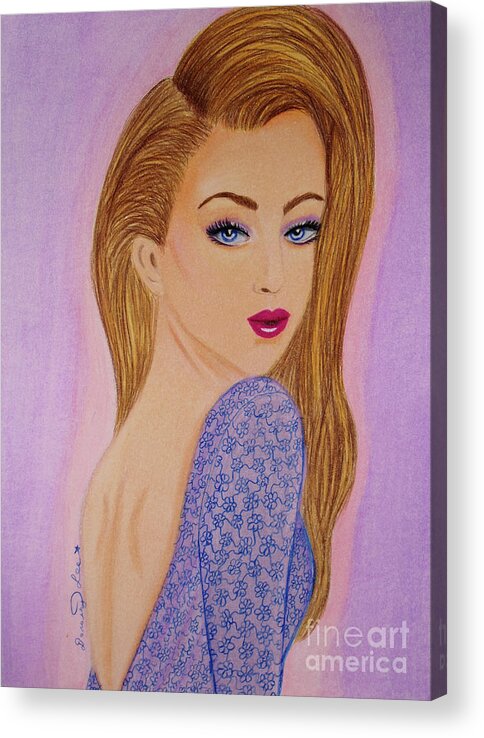 Fine Art Acrylic Print featuring the drawing Over The Shoulder Look by Dorothy Lee