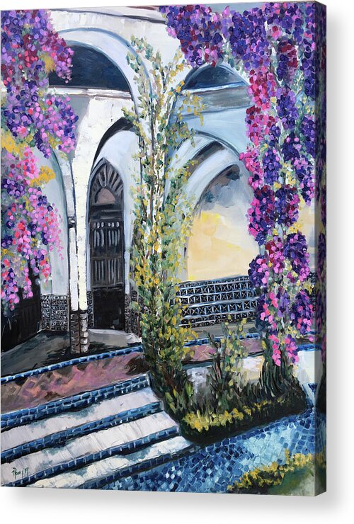 Paris Acrylic Print featuring the painting Paris Wisteria by Roxy Rich