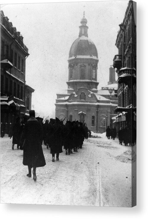Marching Acrylic Print featuring the photograph Petrograd Patrol by Hulton Archive