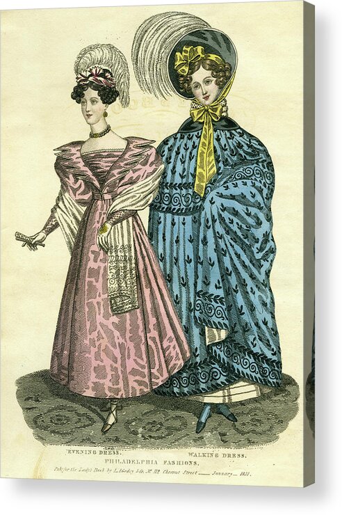 Evening Dress Acrylic Print featuring the mixed media Philadelphia Fashions by E W C