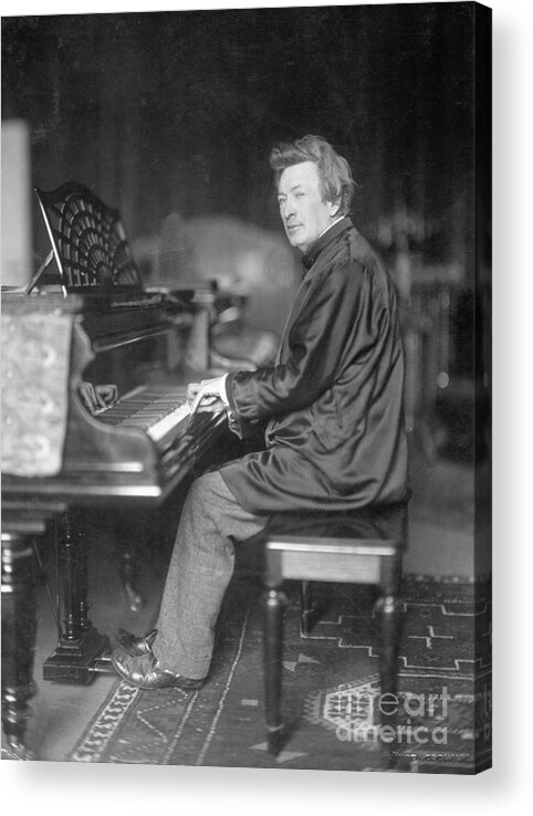 Piano Acrylic Print featuring the photograph Pianist Ferrucio Busoni Posing At Piano by Bettmann