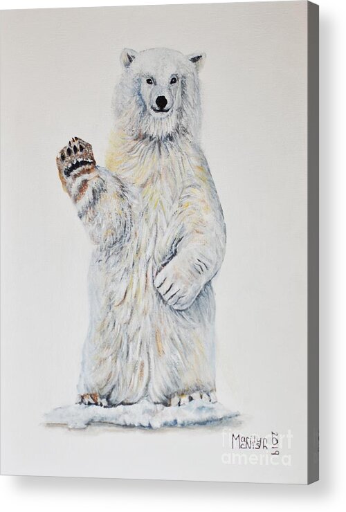 Polar Acrylic Print featuring the painting Polar Bear Baby 2 by Marilyn McNish