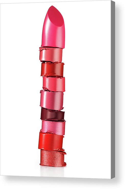 White Background Acrylic Print featuring the photograph Red Lip Stick Collage by David Lewis Taylor