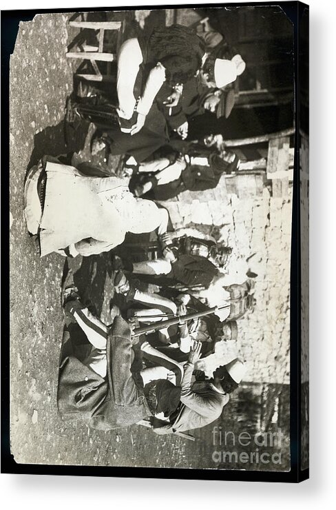 People Acrylic Print featuring the photograph Refugee Albanians Chat by Bettmann