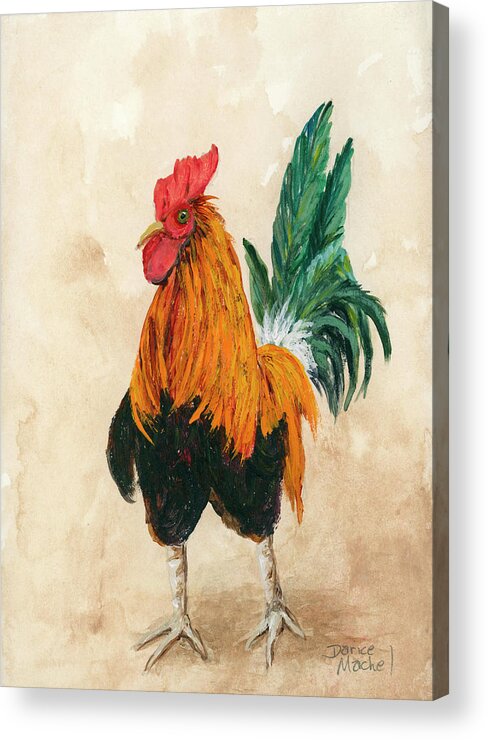 Rooster Acrylic Print featuring the painting Rooster 7 by Darice Machel McGuire