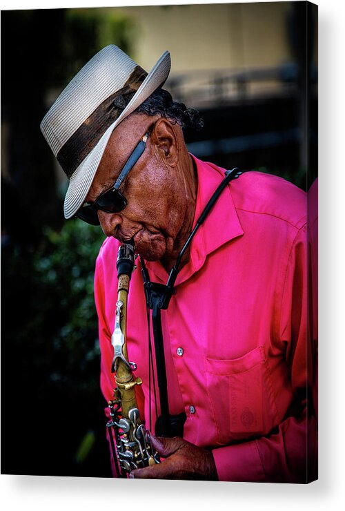 French Quarter Acrylic Print featuring the photograph Sax On The Street by Greg and Chrystal Mimbs