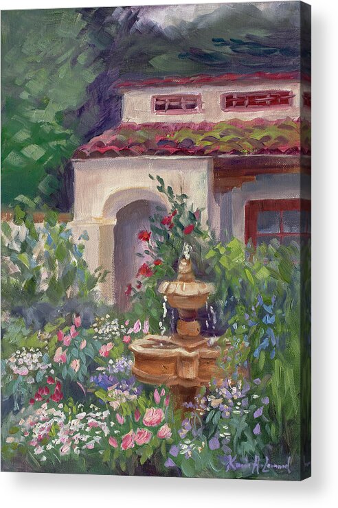 Carmel Acrylic Print featuring the painting Secret Garden, Carmel by Karin Leonard