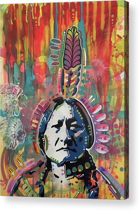 Sitting Bull 1 Acrylic Print featuring the mixed media Sitting Bull Red by Dean Russo