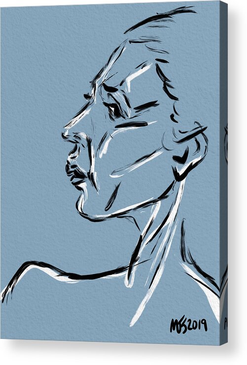 Portrait Acrylic Print featuring the digital art Sketchy Blue by Michael Kallstrom