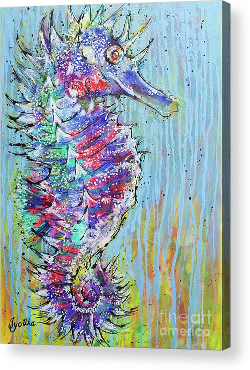 Seahorse Acrylic Print featuring the painting Spiny Seahorse by Jyotika Shroff