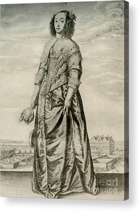 Engraving Acrylic Print featuring the drawing Spring - Fashionable Indoor Dress Of An by Print Collector