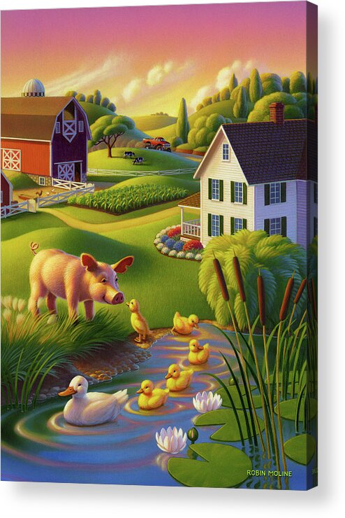 Spring Pig Acrylic Print featuring the painting Spring Pig by Robin Moline