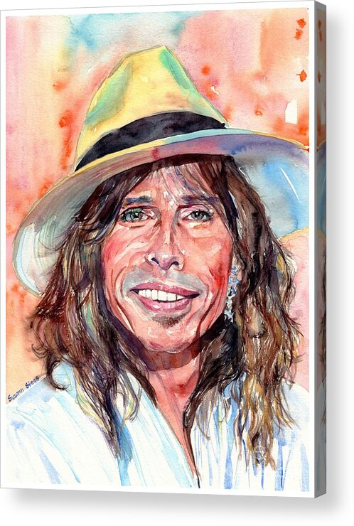Steven Tyler Acrylic Print featuring the painting Steven Tyler Portrait by Suzann Sines