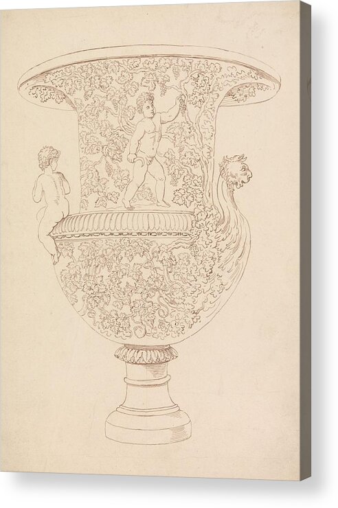 19th Century Art Acrylic Print featuring the drawing Study of a Vase by Thomas Rowlandson