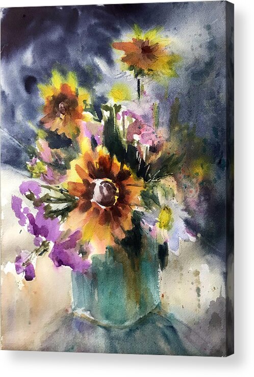 Flower Acrylic Print featuring the painting Summer Floral by Judith Levins