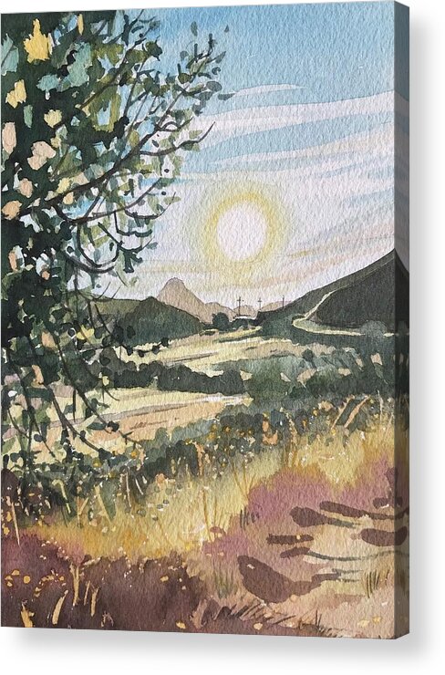 Watercolor Acrylic Print featuring the painting Sunny Afternoon - Reagan Ranch by Luisa Millicent