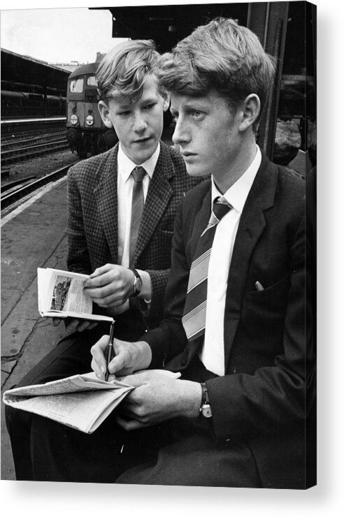 England Acrylic Print featuring the photograph Teenage Trainspotters by Keystone