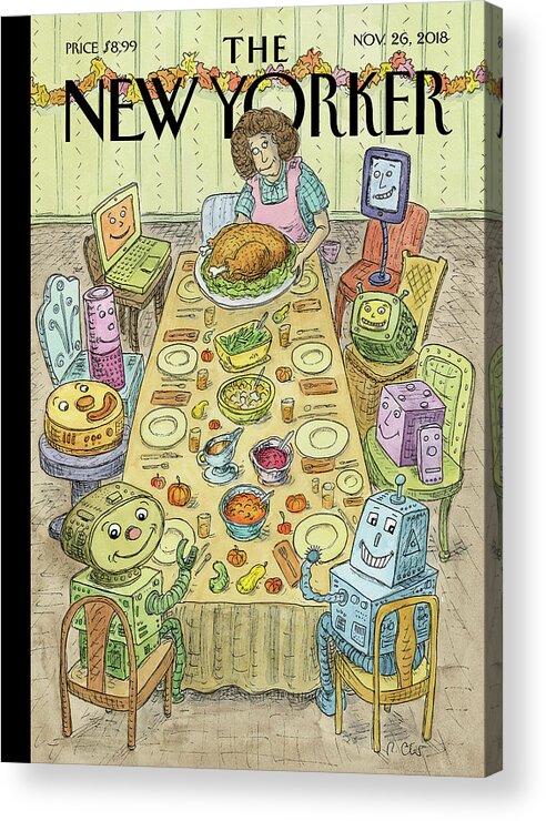 Thankfulness Acrylic Print featuring the painting Thankfulness by Roz Chast